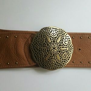 Fossil Sand Dollar Plaq Saddle Wide Belt